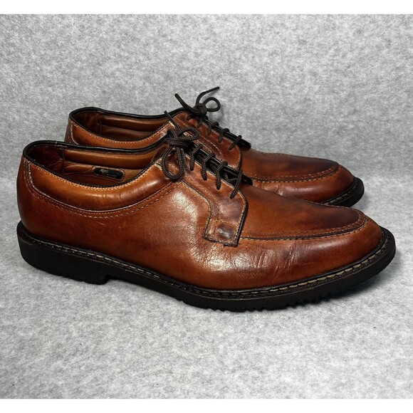 Allen Edmonds Wilbert Mens 11.5 B Cognac Leather Split Toe Derby Dress Shoes - Picture 1 of 16